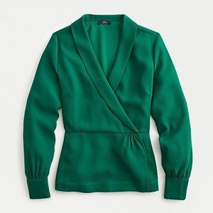 J Crew Green Wrap Blouse